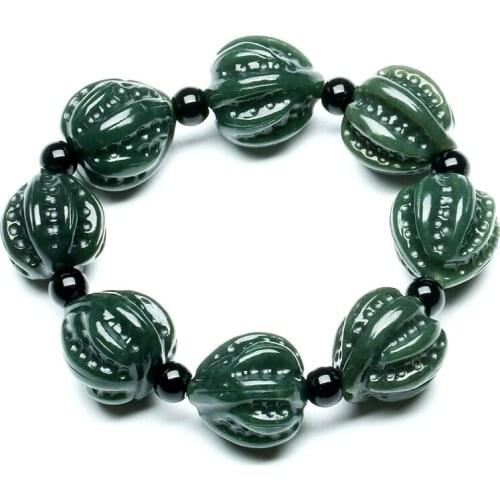 XINJIANG HETIAN QING JADE BRACELETS DROPSHIPPING LUCKY AMULET THREE-DIMENSIONAL CARVING WALNUT BRACELET & BANGLES FOR WOMEN MEN