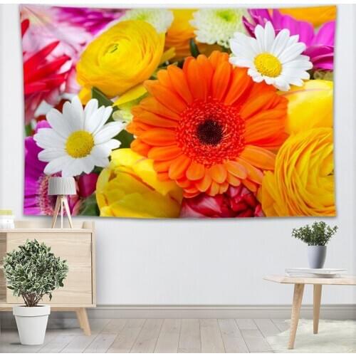 Bright Gerberas Red Flower Tapestry Sheets Home Decorative Tapestries Beach Towel Yoga Mat Blanket Table Cloth Wall Tapestry
