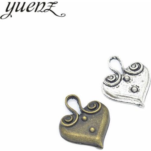 YuenZ 6pcs Antique Silver color Metal Pendants Heart Charms Jewelry Making Findings For DIY Accessories 23*19mm A33