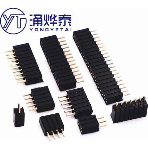 YYT 10PCS 1.27 Pin Header Single Row Female Breakaway PCB Board Connector Pinheader 1*3/4/5/6/8/10/12-40p Plastic height 4.6mm