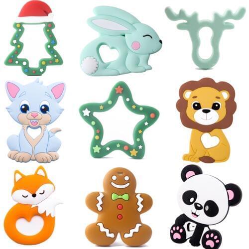 1pc Baby Teether Silicone Animal Pacifier Chain Pendant Food Grade Perle Silicone Bead Rodent ChildrenS Goods Toy Tiny Rod Lion