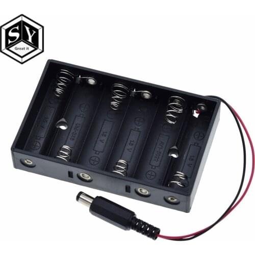 1PCS Great IT New 6 x AA Battery Case Storage Holder With DC2.1 Power Jack Futural Digital Hot Selling F35
