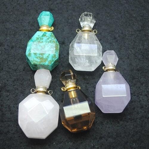 1PC nature stone pendants perfume bottle natural stone liquid collections for your hot selling many types of stone good for your