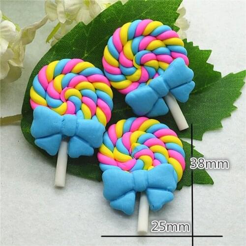 10PCS polymer clay hand made lollipop Flatback Cabochon Miniature Food Art Supply Decoration Charm Craft