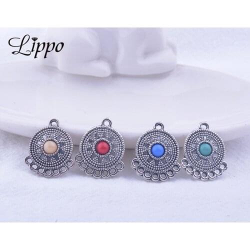 12pcs 16*18mm Anti-silver Round Earring Connector DIY Tassels Drop Earrings Charms Metal Alloy Connectors Jewelry Making