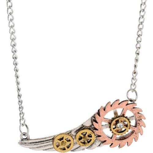 2016 fashion wing steampunk mechancal gears pendant necklace jewelry