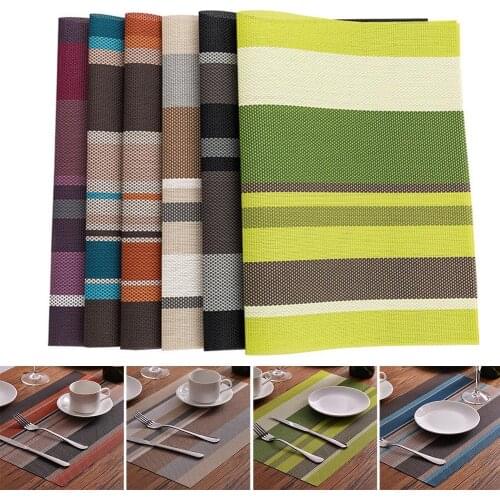 45x30cm Anti-slip Placemat Coaster Stripe Antiskid Heat Insulated Mat Dinning Table Bowl Dish Pad Placemat Kitchen Utensils