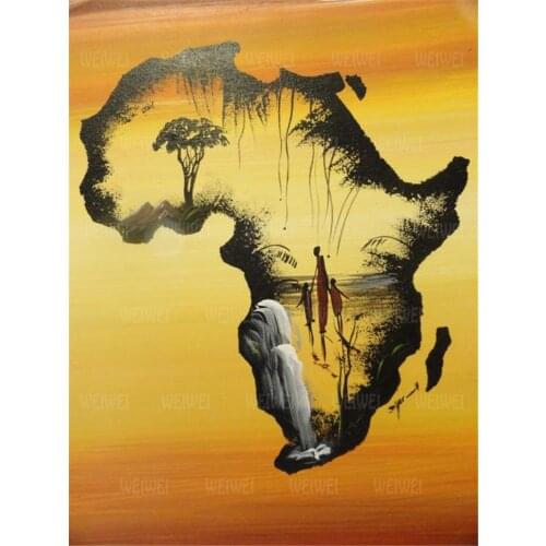 Africa Map 5D Diamond Painting Kits for Adults Full Round Square Diamond Embroidery Fantasy Cross Stitch Kit for Home Decoration