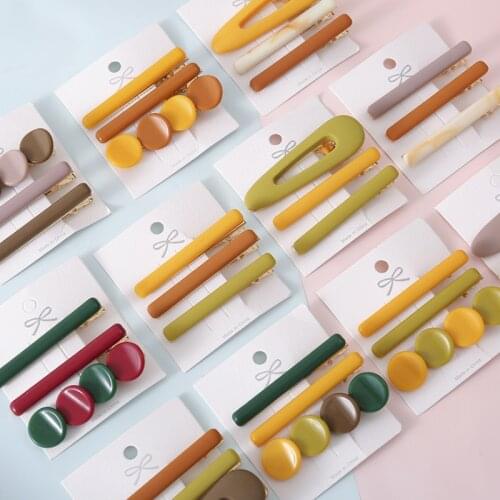 3pcs Vintage Hairpin Hollow Waterdrop Barrettes Sets Candy Colors Fixed Bangs Holder Hair Accessories for Grils Women