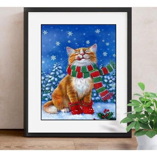 5D DIY Full Square Diamond Painting Animal Cat Winter Rhinestone Mosaic Diamond Embroidery Cross Stitch Home Decor Gift