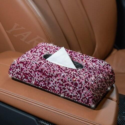 Car tissue box inset with diamond sky star car paper box filled with diamond swan crystal paper towel box