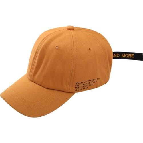 INS Simple Side Letter Embroidered Long Strap Baseball Cap Versatile Curved Brim Soft Peaked Cap Sun Hat