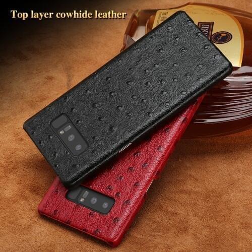 Genuine leather phone case For Samsung Note 10 plus Note 20 ultra ostrich Grain leather cover for Galaxy s20 plus s10 A50 A70