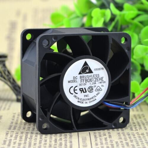 For 6cm 60MM 6038 6*6*3.8CM 60*60*38MM double ball FFB0612EHE 12V 1.2A 3-line 2U server cooling fan