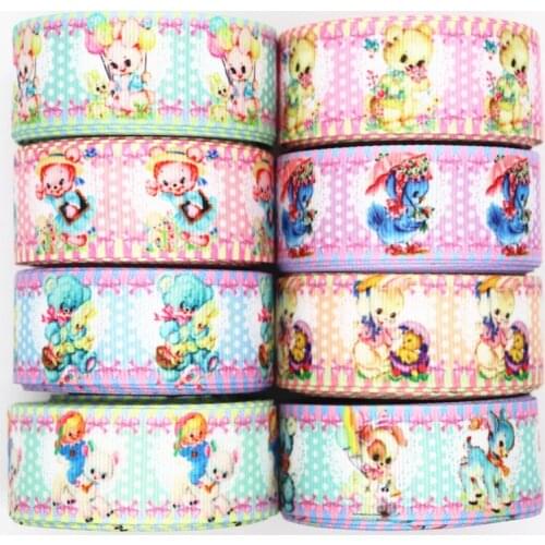 Edoyoyo Grosgrain Ribbons 1" 25mm 5 yards Cute Artoon Printed DIY Hair Bows Handmade Materials Ribbons