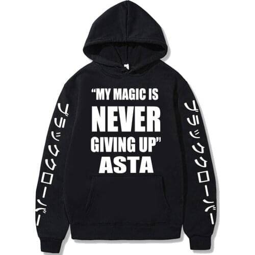 Hot Harajuku letter print Hoodies Anime asta Loog Sleeve Casual Black Clover Loog Sleeve Hoodie Sweatshirts