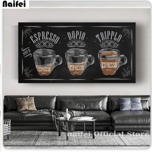 Coffee Menu Large Full square Diamond painting round drill DIY 5d mosaic embroidery Cross stitch Cafe restaurant wall decoration