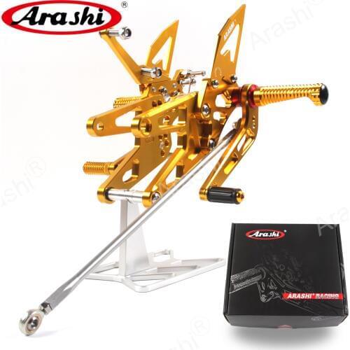 Arashi 1 Set CNC Adjustable Footrest For YAMAHA YZF R6 2003 2004 2005 Foot Pegs Rider Rear Sets Rearset Footrest Foot Rest