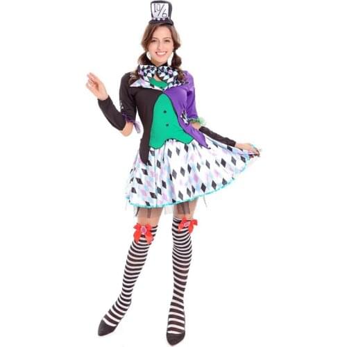 Movie Alice Women Mad Hatter Fantasia Cosplay Costume