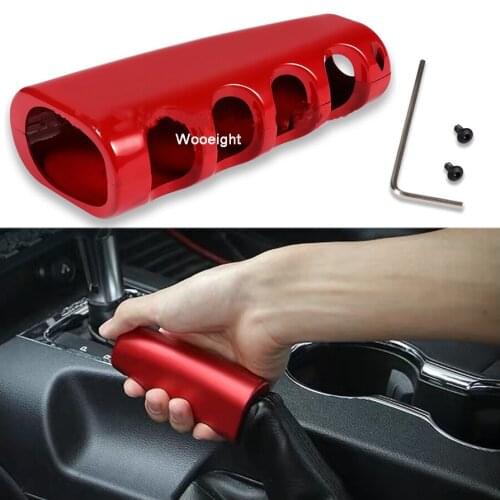 Wooeight Car Interior Red Aluminum Alloy Hand Brake Handbrake Lever Grip Cover Frame Trim Fit for Ford Mustang 2015 2016 2017