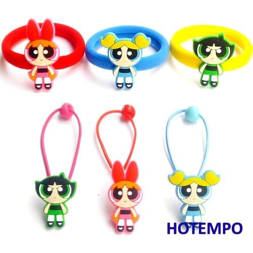 Cute Cartoon Blossom Bubbles Buttercup for Children Kids Gift Girls Elastic Hair Band Hair Ring Hair Rope Soft PVC Accessories