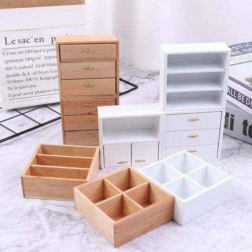 1/12 Dollhouse Miniature Furniture Living Room Cabinet With 4 Section Dollhouse Accessories