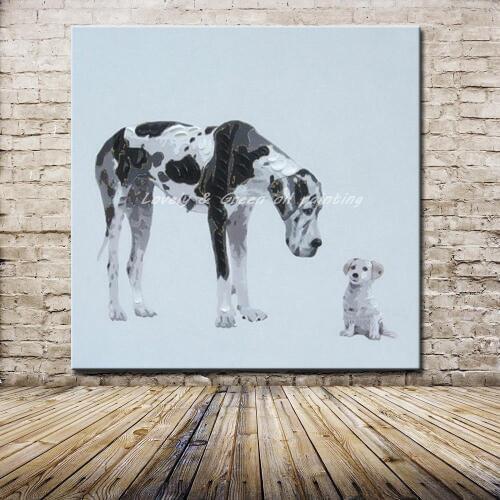 Mintura Pop Art Poster Hand Painted Cartoon Dog Animal Oil Painting On Canvas Modern Wall Art Picture For Living Room Home Decor