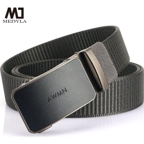 MEDYLA Genuine Quick Unlock Mens Metal Buckle Fashion Quality Nylon Anti Allergy Belt Business Automatic Buckle Belt MN3004