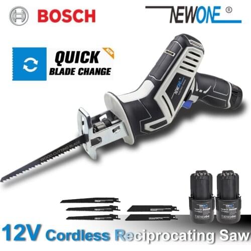 12V Cordless Reciprocating Saw Compatible BOSCH Adjustable Speed Chainsaw Wood Metal PVC Pipe Cutting With 2pcs 2.0A Battery