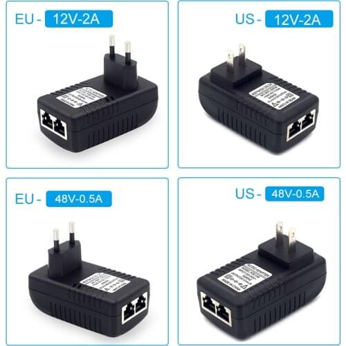 POE adapter Power POE RJ45 splitter ethernet 10 100M Network Switch Cable injector DC48V 12V 0.5A 2A cctv camera tester