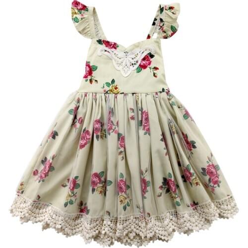 Pudcoco US Stock Flower Girl Dress Princess Baby Lace Floral Party Off Shoulder Bridesmaid Dresses Sundress