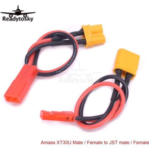 Amass XT30U XT30 Male / Female Plug Connector to JST Silicon Wire 22AWG cable for RC Hobby Battery FPV RC Model Multicopter