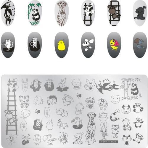 Nail Art Stamp Template Cartoon Animal Party Nail Stamping Manicure Plate Stencil Nails Decorations