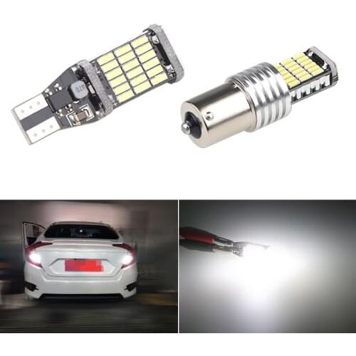 2PCS 12V T15 1156 BA15S Led Bulb Decoder Lamp For Backup Reverse Light Canbus White p21w DRL Stop Lamp Bulbs 4014 45SMD