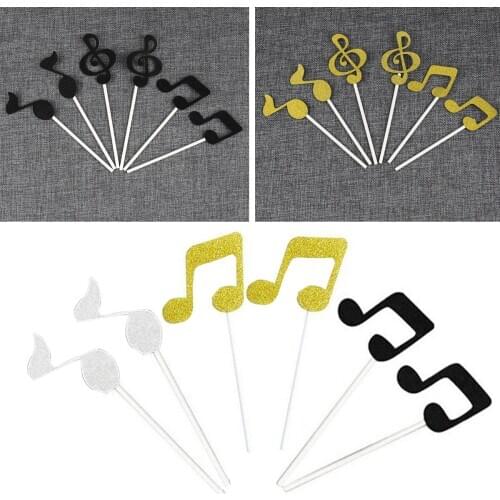 36pcs Music Notes Shaped Cake Topper Paper Cake Picks Cupcake Toppers Cake Decoration Topper Wedding Baby Shower Party Supplies