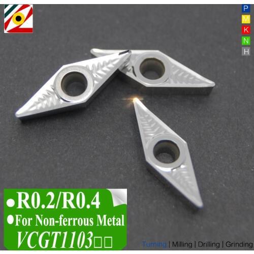 EDGEV 10PCS CNC Carbide Inserts VCGT110302 VCGT110304 VCGT2205 VCGT221 Indexable Carbide Turning Tools Machining Aluminum Copper
