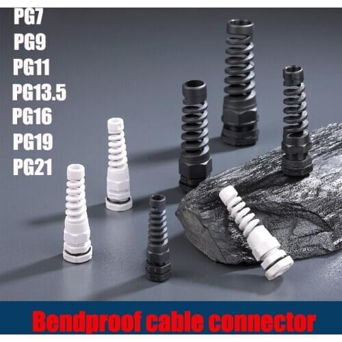 5PCS IP68 waterproof M12 PG7 / PG9 / PG11 cable seal sleeve connector plastic screw stress protector 3-6mm anti-bending