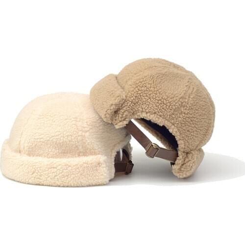 Unisex Winter Thick Docker Sailor Biker Cap Streetwear Pumpkin Vintage Navy Brimless Hat Melon Sailor Casual Short Harajuku Cap