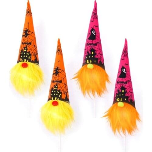 1 Set Halloween Gnomes Plush Ornaments Faceless Doll Festival Ornaments LED Luminescence Handheld Gnomes Doll Gifts for Kids