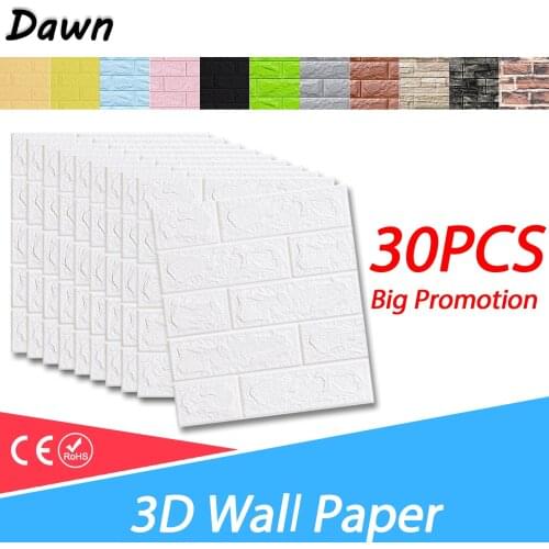 10/30Pcs Self-Adhesive 3D Brick wall paper DIY Waterproof Foam WallSticker Kids Room Kitchen Roof Ceiling Background Wall Decals