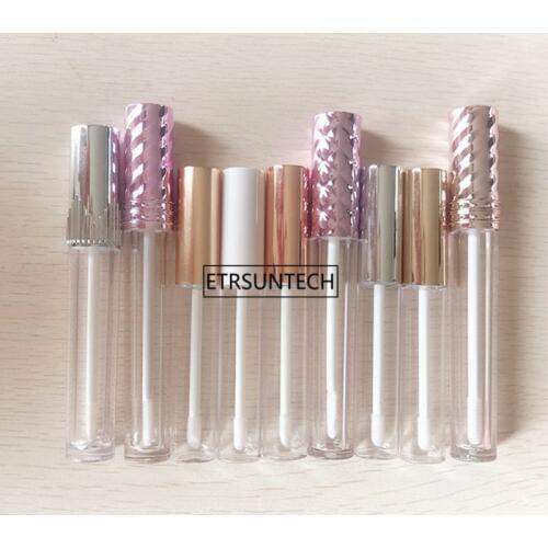 100pcs Clear Lip Gloss Containers With silver and pink purple Lid Empty Cosmetic Containers Lip Balm Tube F20171857