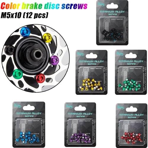 12Pcs Bicycle Disc Brake Rotor Screws Colorful Rotor Bolts Steel T25 M5*10mm For MTB Bike Cycling Fixing Accessories
