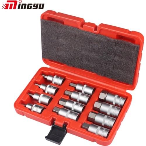 12pcs 1/2 Inch Drive Impact Hex Bit Socket Set H5 H6 H7 H8 H10 H12 H14 H16 H17 H18 H19 H22 Allen Key Sockets Set Hand Tools