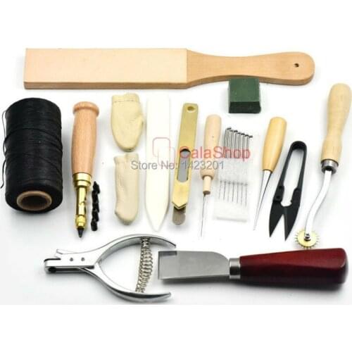 13 styles / Lot Bonefolder Awl Needles Thread NOTCHER Wheels Knife Cutting finger thimble PUNCH
