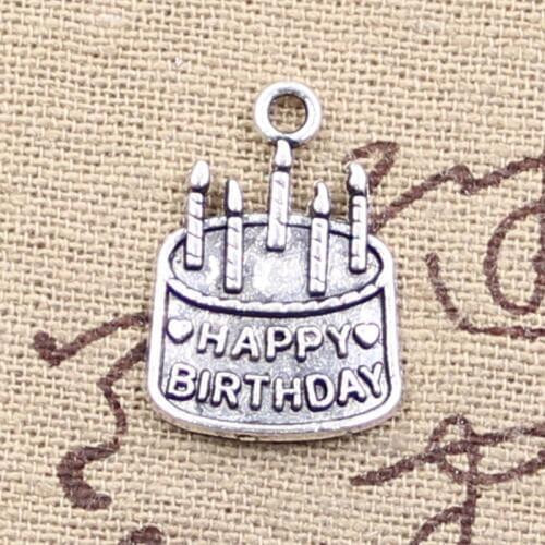 15pcs Charms Birthday Cake 18x15mm Antique Bronze Silver Color Pendants Making DIY Handmade Tibetan Bronze Silver Color Jewelry