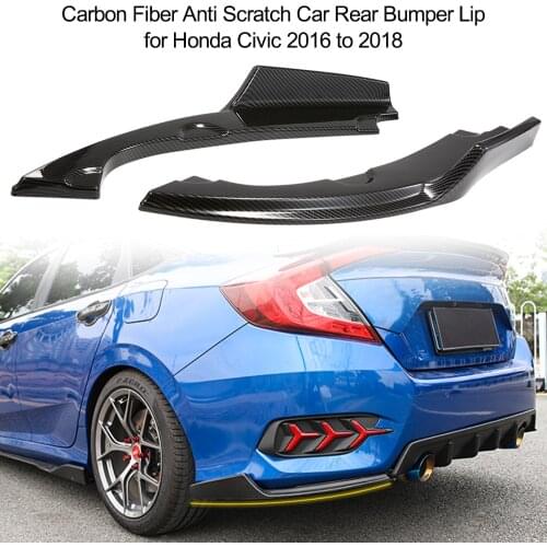 2PCs 2019 att Black Anti Scratch Car Rear Bumper Lip Diffuser Splitter for Honda Civic 2016 to 2018