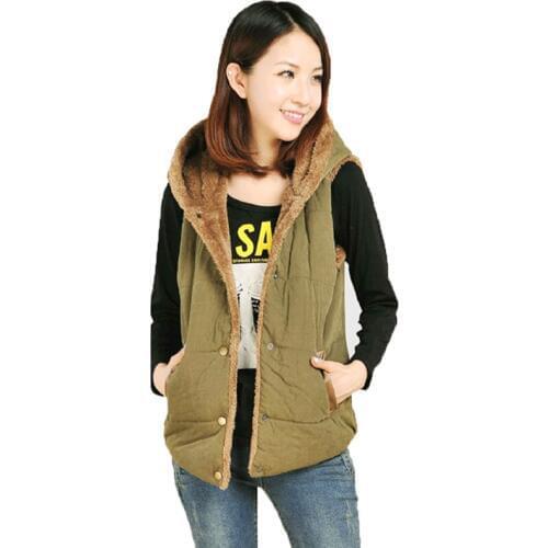 2017 Women Spring & Autumn Waistcoats Length Jacket Hooded Thick Cotton Coat Warm Velvet Sleeveless Vests Female Plus Size