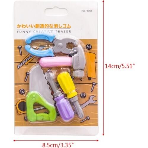 5pcs/set Creative Tool Series Pencil Rubber Eraser School Student Korean Stationery Correction Supplies For Kids Gifts