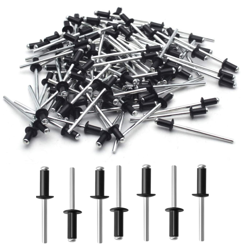 10/50/100 pcs Aluminium Blind Rivets Black Pop Rivets Mushroom Head Break Mandrel Blind Rivets Nail Pull Rivet Core Rivet M4 M5