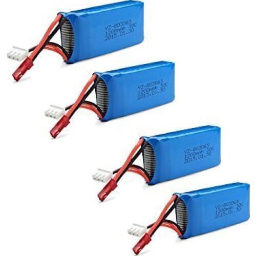 EBOYU(TM) 4PCS 7.4V 1200mah 30C Lipo Battery for YiZhan Tarantula X6 H16 RC Quadcopter Drone Spare Parts